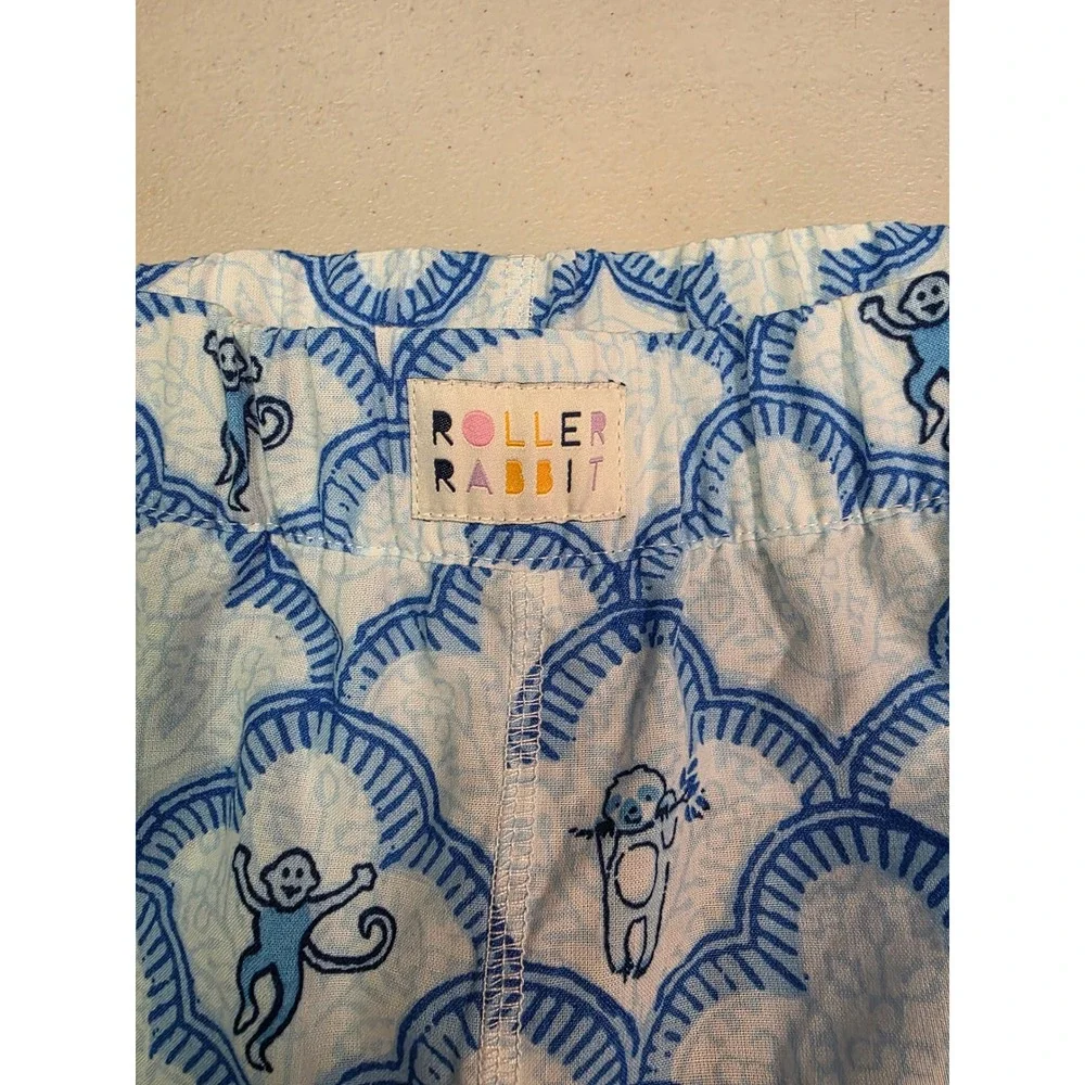 Roller‎ Rabbit Adaptive Pajama Pants Blue Monkey Print Sensory Friendly L 10/12